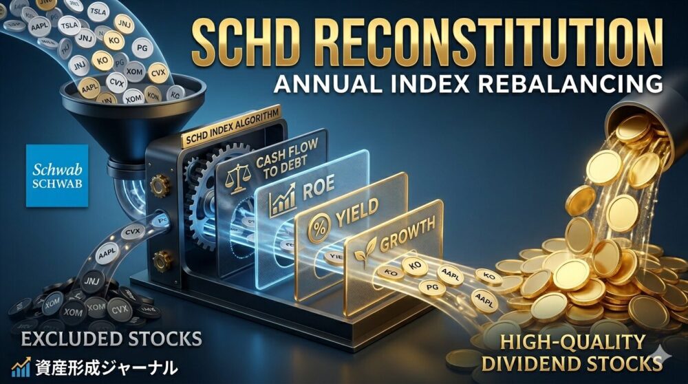 【2026年3月最新】SCHD銘柄入れ替え！銘柄選定ルールとセクター比率の変化を徹底解説